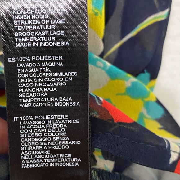 Vtg Forever 21 Blouse Top Womens Size M Sheer Floral Navy Flutter Sleeve Peplum - Picture 7 of 9